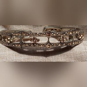 Vintage Monet Signed Open Scroll Victorian Style Champagne Color Cuff Bracelet